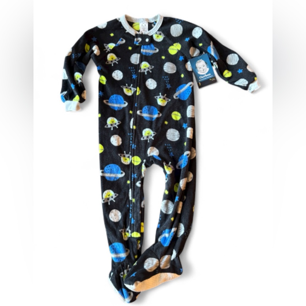 Gerber Black and Blue Space-Themed Kids One Piece